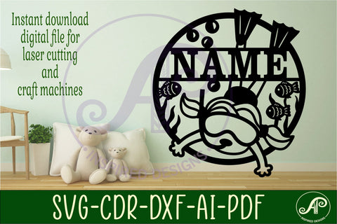 Snorkeling girl name sign, SVG, diving themed wall art SVG APInspireddesigns 