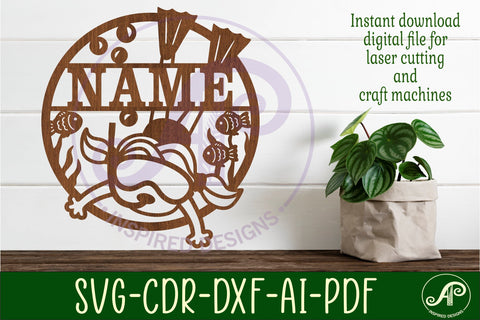 Snorkeling girl name sign, SVG, diving themed wall art SVG APInspireddesigns 
