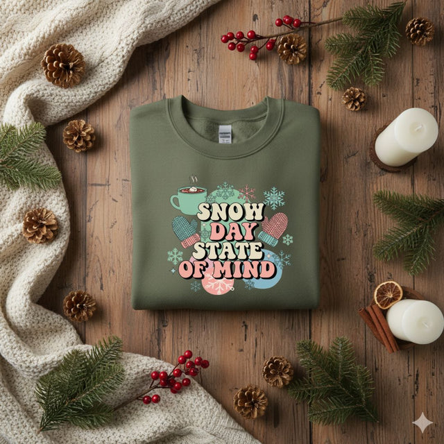 Snow Day State of Mind PNG, Winter Sublimation Design, Cozy Snow Day PNG, Hot Cocoa Shirt Clipart, Digital Download, Winter Png File SVG TiffsCraftyCreations 