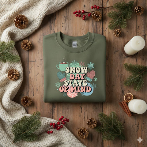 Snow Day State of Mind PNG, Winter Sublimation Design, Cozy Snow Day PNG, Hot Cocoa Shirt Clipart, Digital Download, Winter Png File SVG TiffsCraftyCreations 