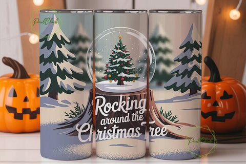 Snow Globe Christmas Tree 20oz Tumbler Sublimation PixelChick 