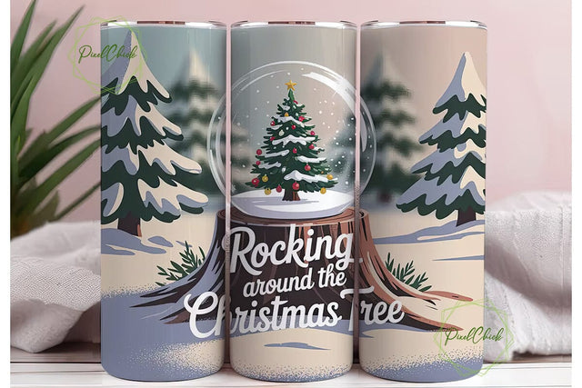 Snow Globe Christmas Tree 20oz Tumbler Sublimation PixelChick 
