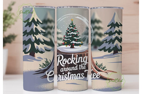 Snow Globe Christmas Tree 20oz Tumbler Sublimation PixelChick 