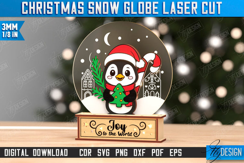 Snow Globe Laser Cut | Christmas Decorations | Christmas Characters | Snow Globe Stand | CNC File SVG Fly Design 