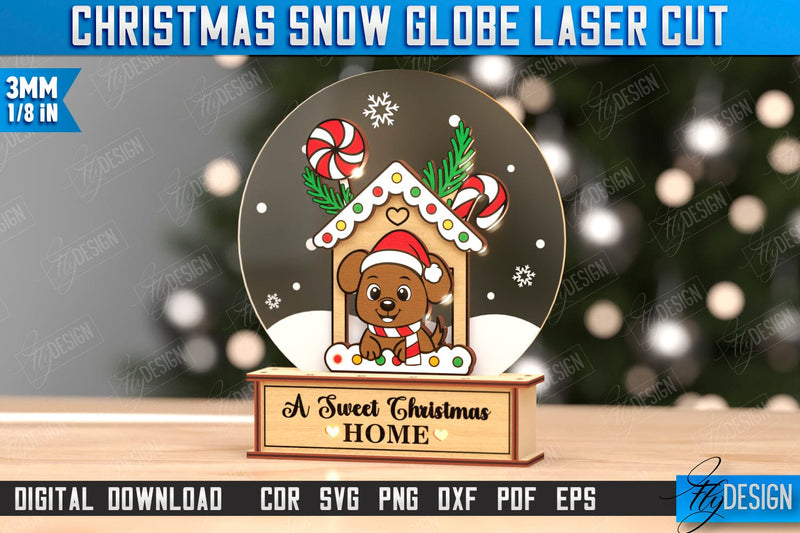 Snow Globe Laser Cut | Christmas Decorations | Christmas Characters | Snow Globe Stand | CNC File SVG Fly Design 