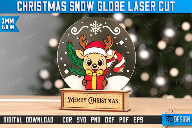 Snow Globe Laser Cut | Christmas Decorations | Christmas Characters | Snow Globe Stand | CNC File SVG Fly Design 