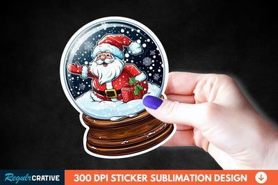 Snow Globe Santa Christmas Sticker Clipart Sublimation Regulrcrative 