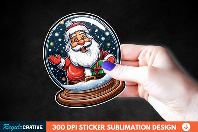 Snow Globe Santa Christmas Sticker Clipart Sublimation Regulrcrative 