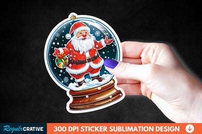 Snow Globe Santa Christmas Sticker Clipart Sublimation Regulrcrative 