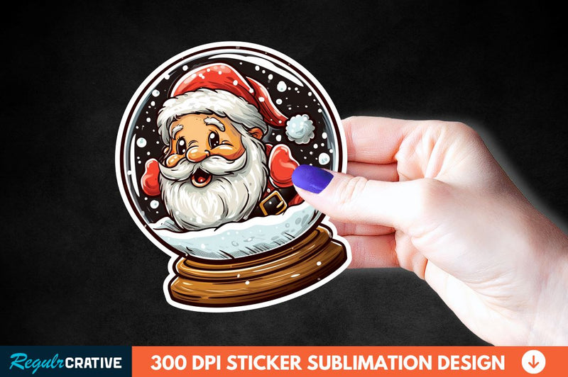 Snow Globe Santa Christmas Sticker Clipart Sublimation Regulrcrative 