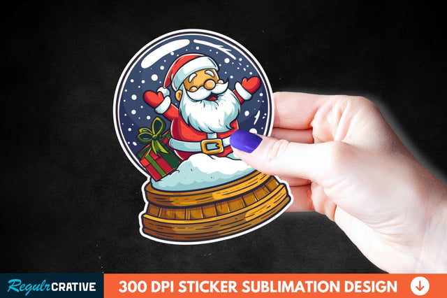Snow Globe Santa Christmas Sticker Clipart Sublimation Regulrcrative 