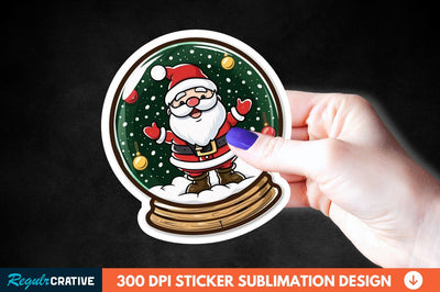 Snow Globe Santa Christmas Sticker Clipart Sublimation Regulrcrative 