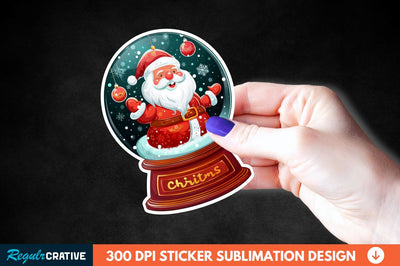 Snow Globe Santa Christmas Sticker Clipart Sublimation Regulrcrative 