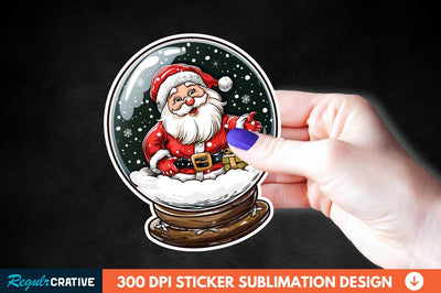 Snow Globe Santa Christmas Sticker Clipart Sublimation Regulrcrative 