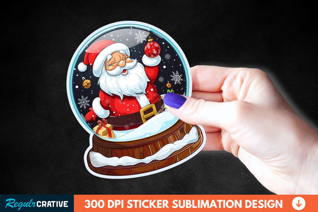 Snow Globe Santa Christmas Sticker Clipart Sublimation Regulrcrative 