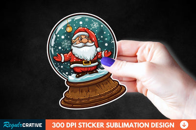 Snow Globe Santa Christmas Sticker Clipart Sublimation Regulrcrative 