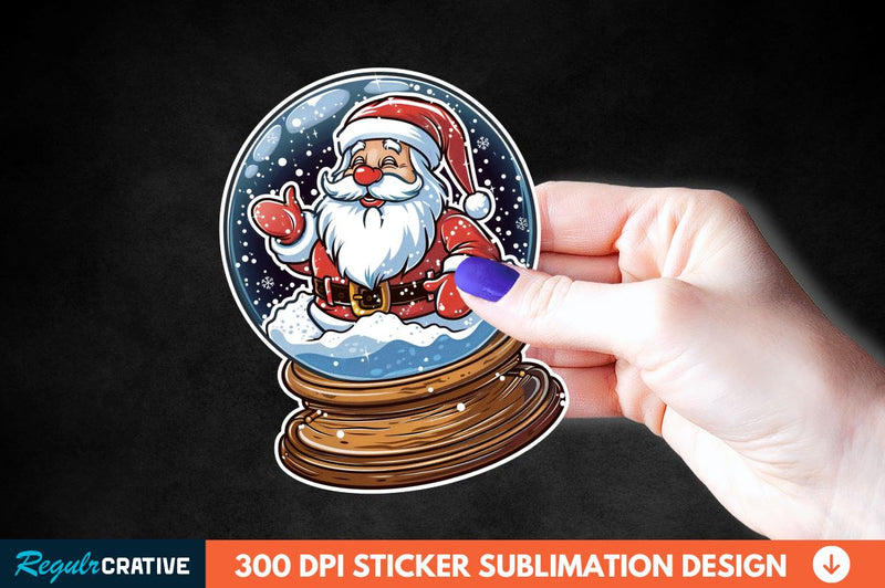 Snow Globe Santa Christmas Sticker Clipart Sublimation Regulrcrative 
