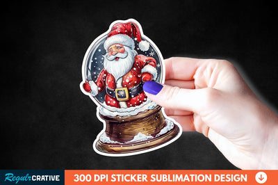 Snow Globe Santa Christmas Sticker Clipart Sublimation Regulrcrative 