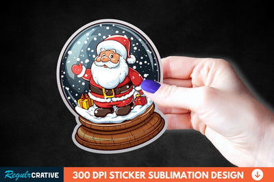 Snow Globe Santa Christmas Sticker Clipart Sublimation Regulrcrative 