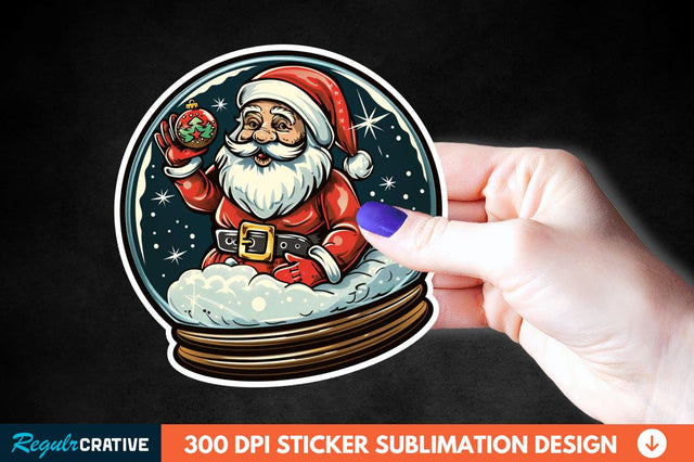 Snow Globe Santa Christmas Sticker Clipart Sublimation Regulrcrative 