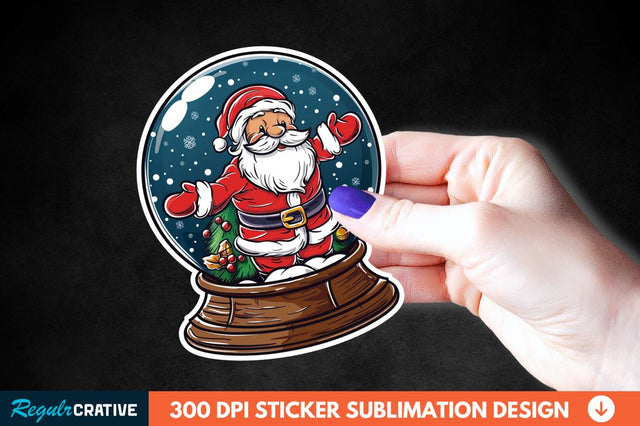 Snow Globe Santa Christmas Sticker Clipart Sublimation Regulrcrative 