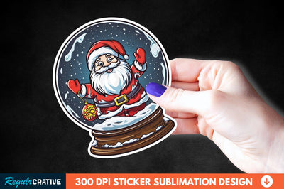 Snow Globe Santa Christmas Sticker Clipart Sublimation Regulrcrative 