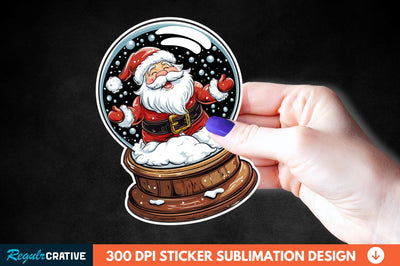 Snow Globe Santa Christmas Sticker Clipart Sublimation Regulrcrative 