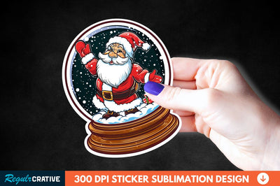 Snow Globe Santa Christmas Sticker Clipart Sublimation Regulrcrative 