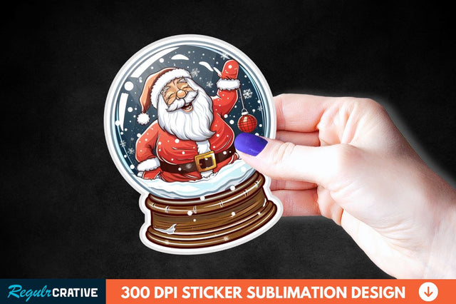 Snow Globe Santa Christmas Sticker Clipart Sublimation Regulrcrative 
