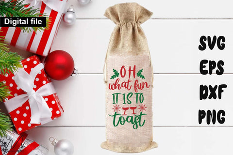 Snow Is Falling Wine Is Calling SVG – Funny Christmas Wine Bag Design SVG Isabella Machell 