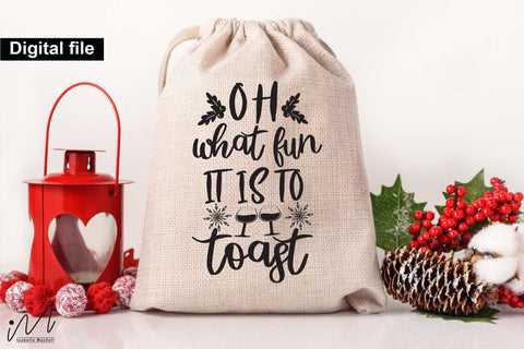 Snow Is Falling Wine Is Calling SVG – Funny Christmas Wine Bag Design SVG Isabella Machell 