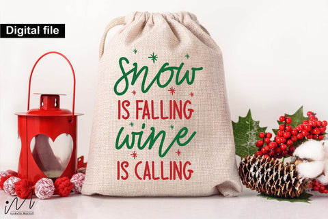 Snow Is Falling Wine Is Calling SVG – Funny Winter Wine Quote SVG Isabella Machell 