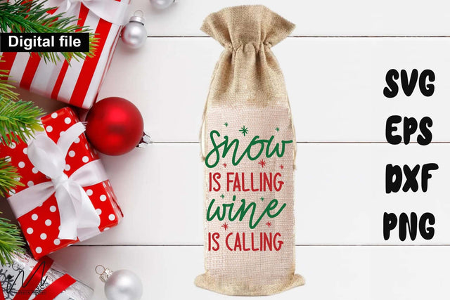 Snow Is Falling Wine Is Calling SVG – Funny Winter Wine Quote SVG Isabella Machell 