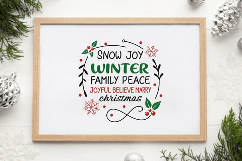 Snow joy winter family peace joyful believe marry christmas 3 SVG Angelina750 