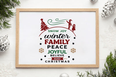 Snow joy winter family peace joyful believe marry christmas SVG Angelina750 