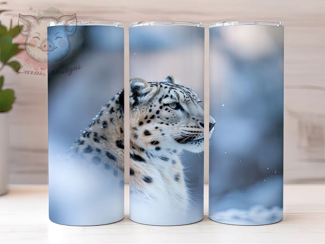 Snow Leopard Christmas Tumbler, Winter Animal, Christmas Wrap, Snowy Tumbler, Festive Pattern, 20oz Tumbler, Sublimation Print Sublimation Lara' s Designs 