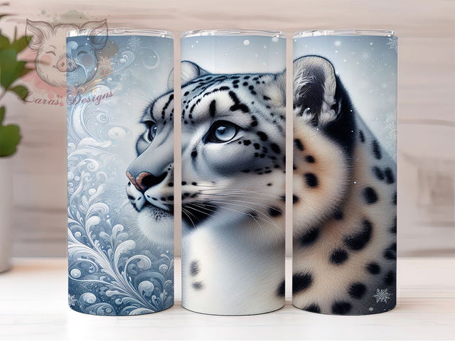 Snow Leopard Christmas Tumbler, Winter Animal, Christmas Wrap, Snowy Tumbler, Festive Pattern, 20oz Tumbler, Sublimation Print Sublimation Lara' s Designs 