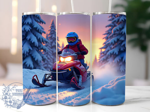 Snow Mobile Skiing Winter 20oz Tumbler, Downhill Skiing, Winter Sports, Outdoor Hobby, Tumbler Wrap, Sublimation Design, Snowy Adventure Sublimation ToriDesigns 