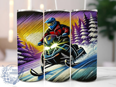 Snow Mobile Skiing Winter 20oz Tumbler, Downhill Skiing, Winter Sports, Outdoor Hobby, Tumbler Wrap, Sublimation Design, Snowy Adventure Sublimation ToriDesigns 