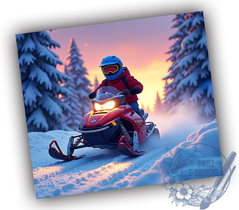 Snow Mobile Skiing Winter 20oz Tumbler, Downhill Skiing, Winter Sports, Outdoor Hobby, Tumbler Wrap, Sublimation Design, Snowy Adventure Sublimation ToriDesigns 