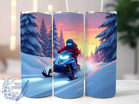 Snow Mobile Skiing Winter 20oz Tumbler, Downhill Skiing, Winter Sports, Outdoor Hobby, Tumbler Wrap, Sublimation Design, Snowy Adventure Sublimation ToriDesigns 