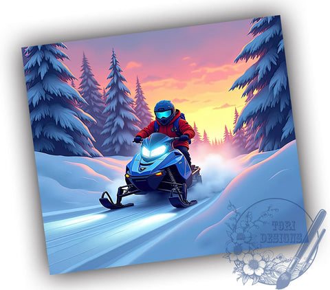Snow Mobile Skiing Winter 20oz Tumbler, Downhill Skiing, Winter Sports, Outdoor Hobby, Tumbler Wrap, Sublimation Design, Snowy Adventure Sublimation ToriDesigns 