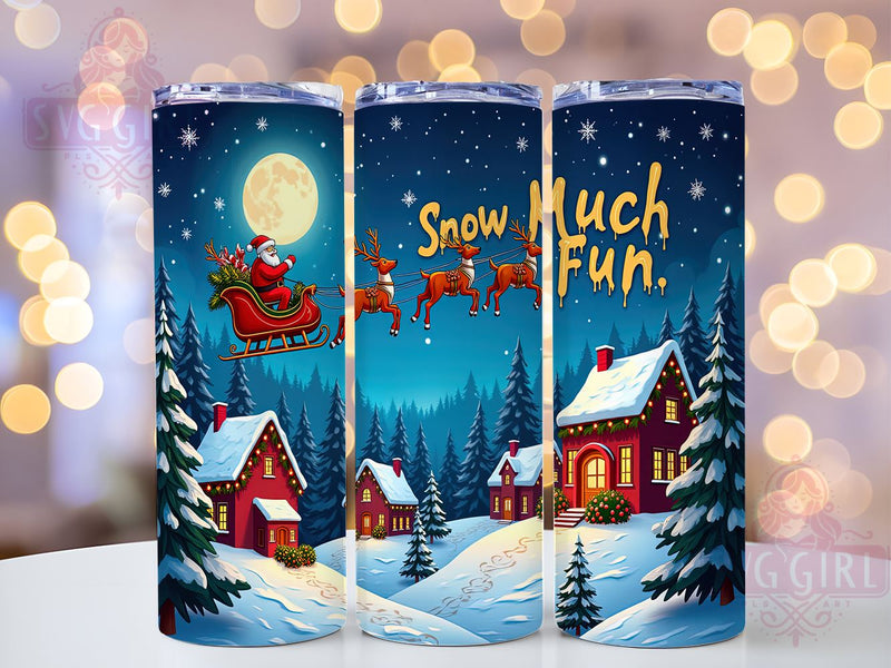 Snow Much Fun Christmas, Santa Tumbler Wrap, 20oz Tumbler Design, Sublimation PNG, Holiday Crafting, Digital Download, Christmas Cheer Sublimation SvggirlplusArt 