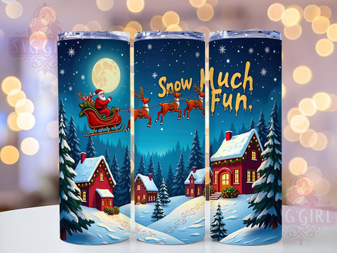 Snow Much Fun Christmas, Santa Tumbler Wrap, 20oz Tumbler Design, Sublimation PNG, Holiday Crafting, Digital Download, Christmas Cheer Sublimation SvggirlplusArt 