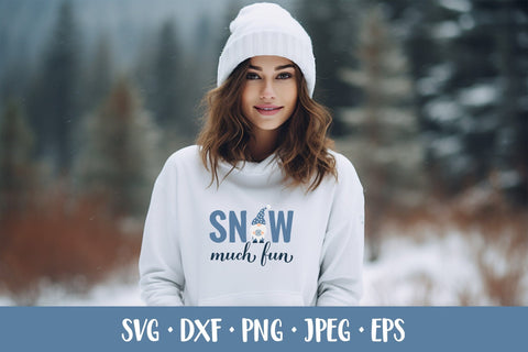 Snow much fun SVG. Winter quote with gnome holding snowflake SVG LaBelezoka 