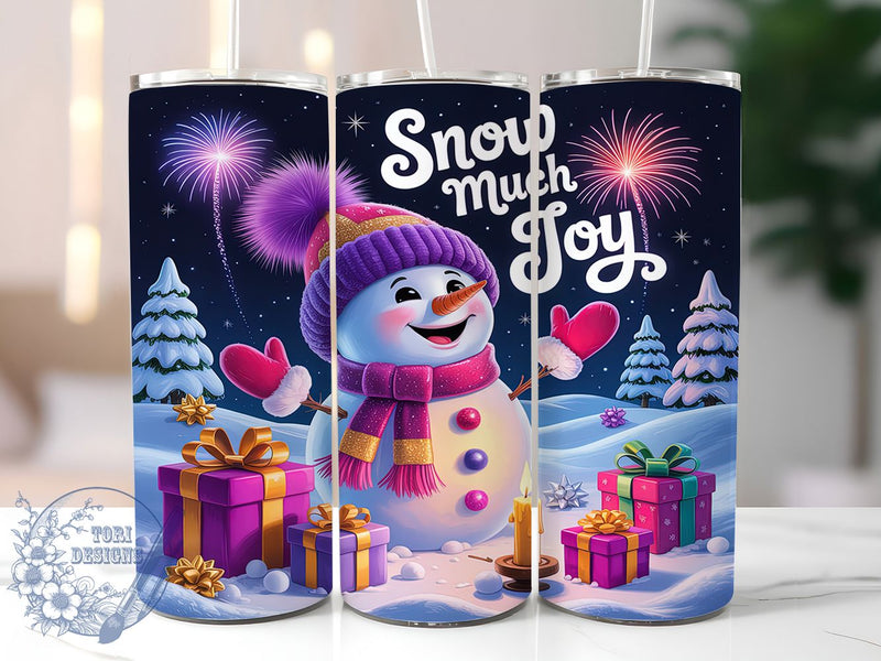 Snow Much Joy Snowman Tumbler, Snow Much Joy Wrap, Festive Holiday Sublimation Design, Cute Snowman Cup, 20Oz Skinny Tumbler Wrap, Jolly Christmas Mug, Whimsical Winter Design Sublimation ToriDesigns 