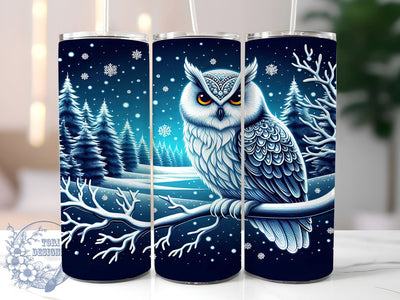 Snow Owl 20oz Skinny Tumbler, Owl Tumbler Png, Straight & Tapered Tumbler Wrap, Instant Digital Download Sublimation ToriDesigns 