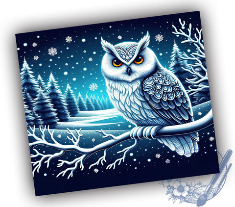Snow Owl 20oz Skinny Tumbler, Owl Tumbler Png, Straight & Tapered Tumbler Wrap, Instant Digital Download Sublimation ToriDesigns 