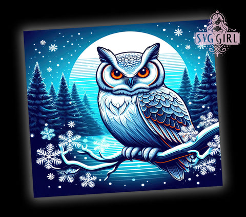 Snow Owl 20oz Tumbler Wrap Sublimation Design, Straight Tapered Tumbler Wrap, Owl Bird Lover Tumbler Png, Instant Digital Download Sublimation SvggirlplusArt 