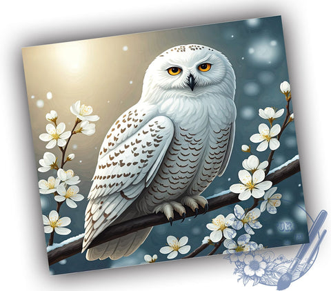 Snow Owl Tumbler, Winter Owl Design, 20oz Tumbler Wrap, Sublimation PNG, Cute Owl Decor, Nature Lover Gift, Animal Lover Tumbler Sublimation ToriDesigns 